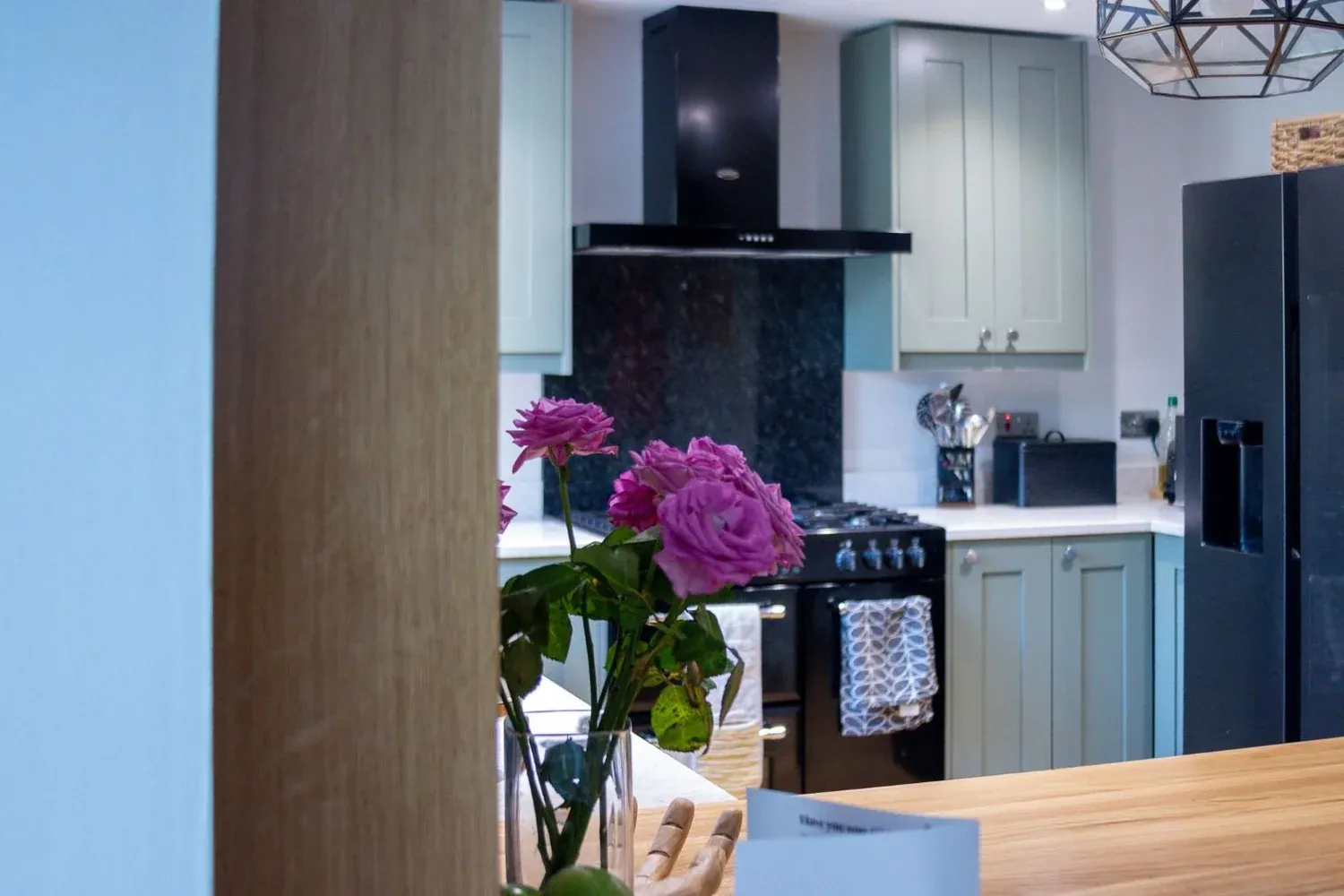 Custom kitchen with painted cabinetry