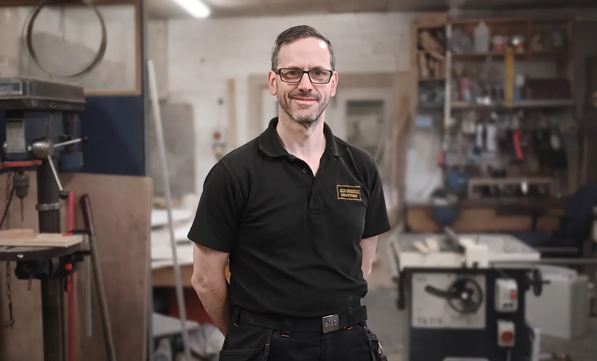 Cabinetmaker Nick Archibold in his Corsham workshop